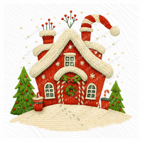 Christmas House Knitted Digital Download, PNG