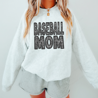 Baseball Mom Faux Embroidery Diamonds Bling in Black Digital Design, PNG