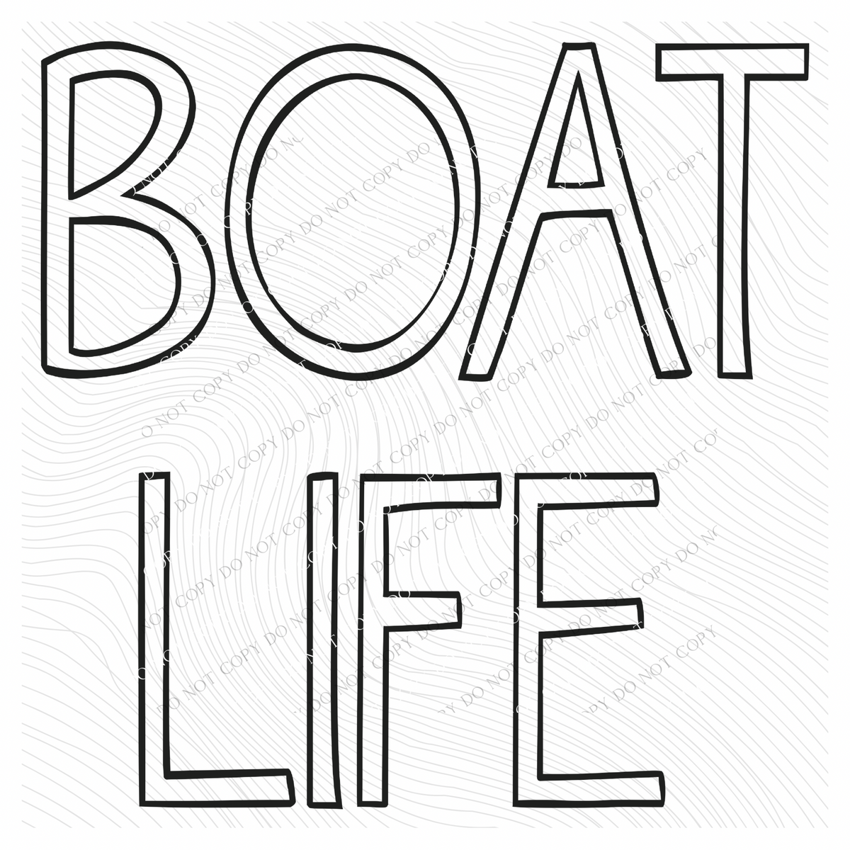 Boat Life Simple Outline in Black Digital Design, PNG