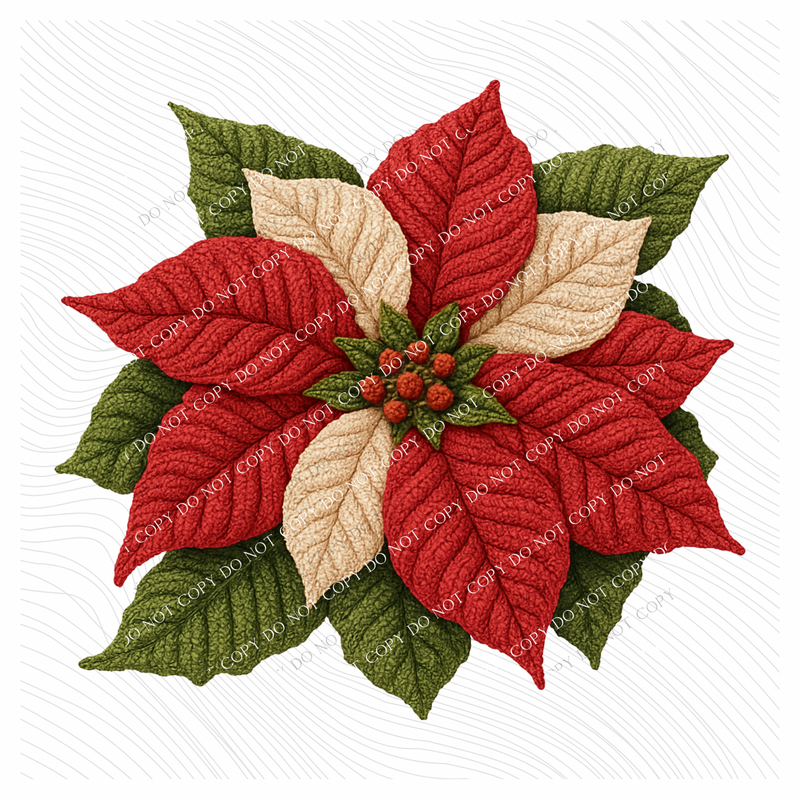 Poinsettia Knitted Digital Download, PNG