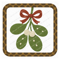 Mistletoe 3D Leopard Square Chenille Patch Style Digital Download, PNG
