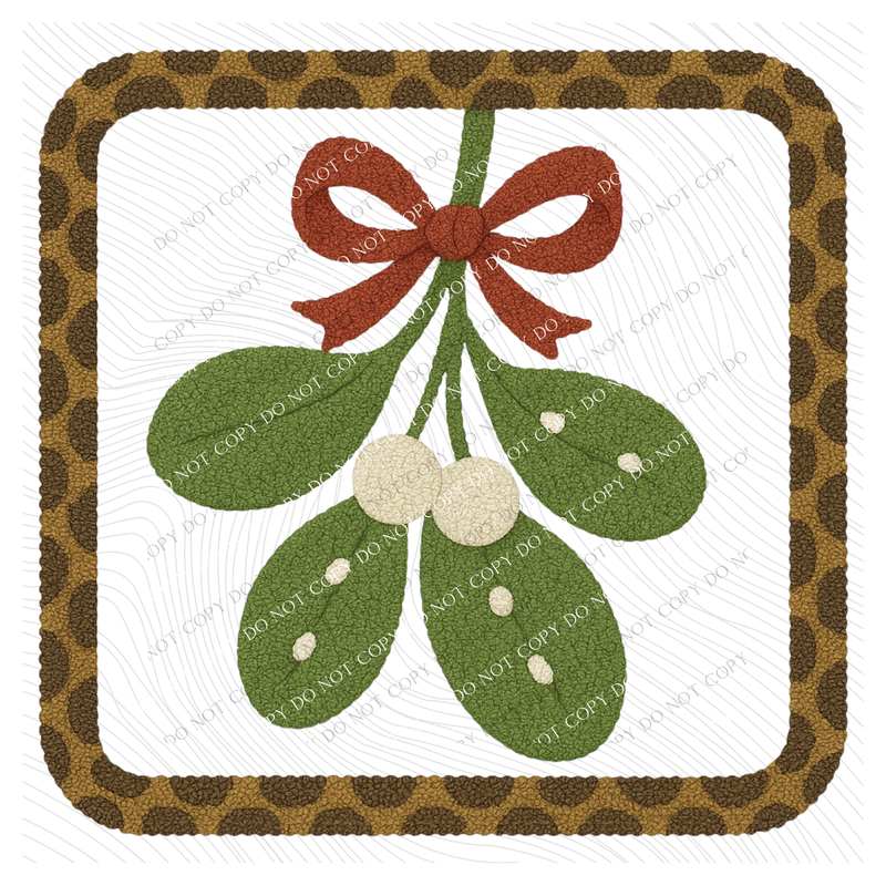 Mistletoe 3D Leopard Square Chenille Patch Style Digital Download, PNG