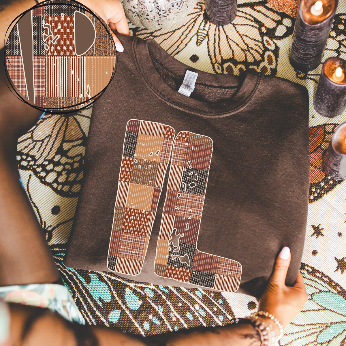 Illinois IL Autumn Pumpkins Quilted Distressed Digital Design in Browns, PNG