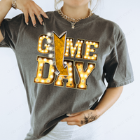 Game Day Gold Glitter Marquee Design PNG, Digital Download