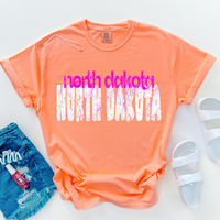 North Dakota Crackle in Neons & White Digital Design, PNG