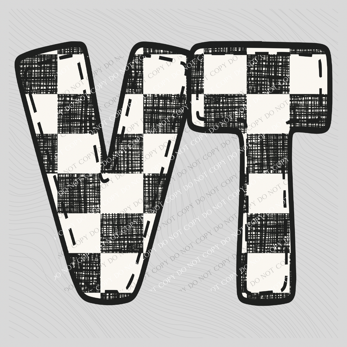 VT Vermont Bubble Stitch Distressed Checkers Black White Digital Design, PNG