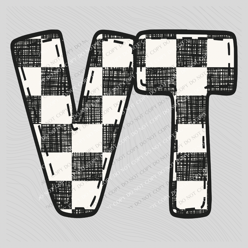 VT Vermont Bubble Stitch Distressed Checkers Black White Digital Design, PNG