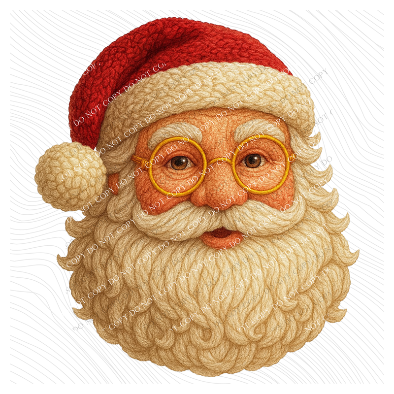 Santa Head in Cute 3D Crochet Style Digital Download, PNG