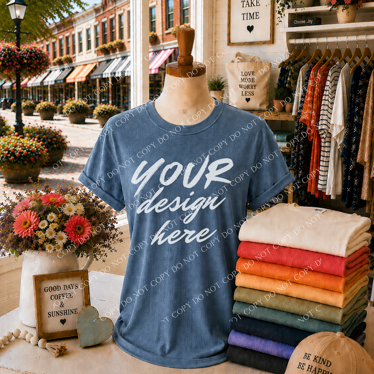 Blank Everyday Boutique Mockup, Comfort Colors 1717 Washed Denim