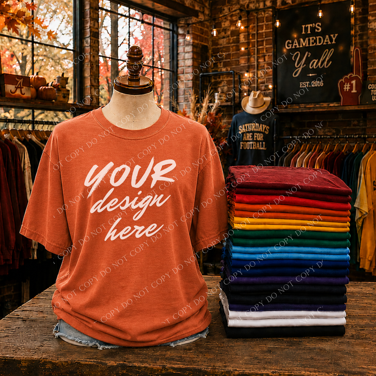 Game Day Blank Mockup, Comfort Colors Burnt Orange