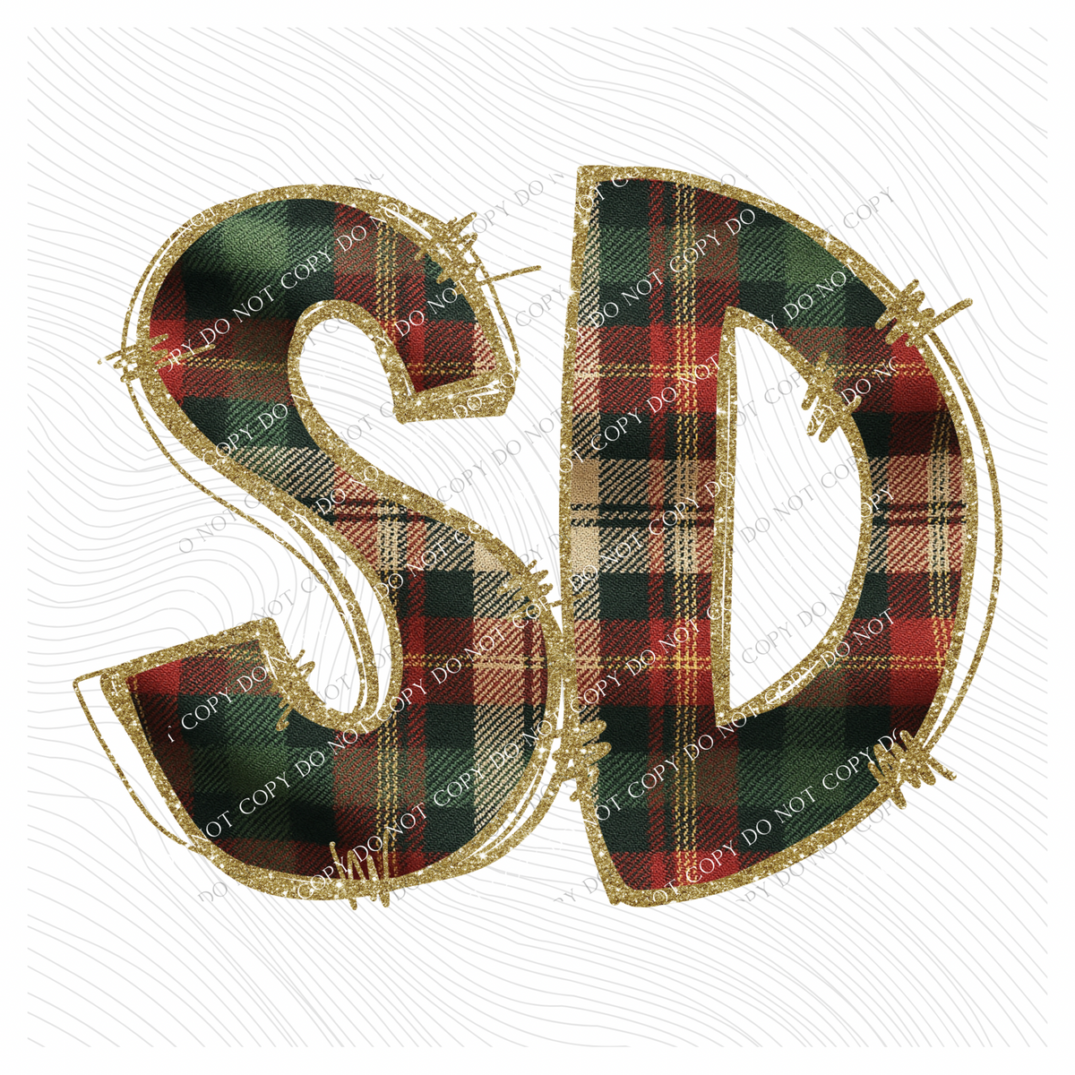 South Dakota Glitter & Plaid Digital Download, PNG
