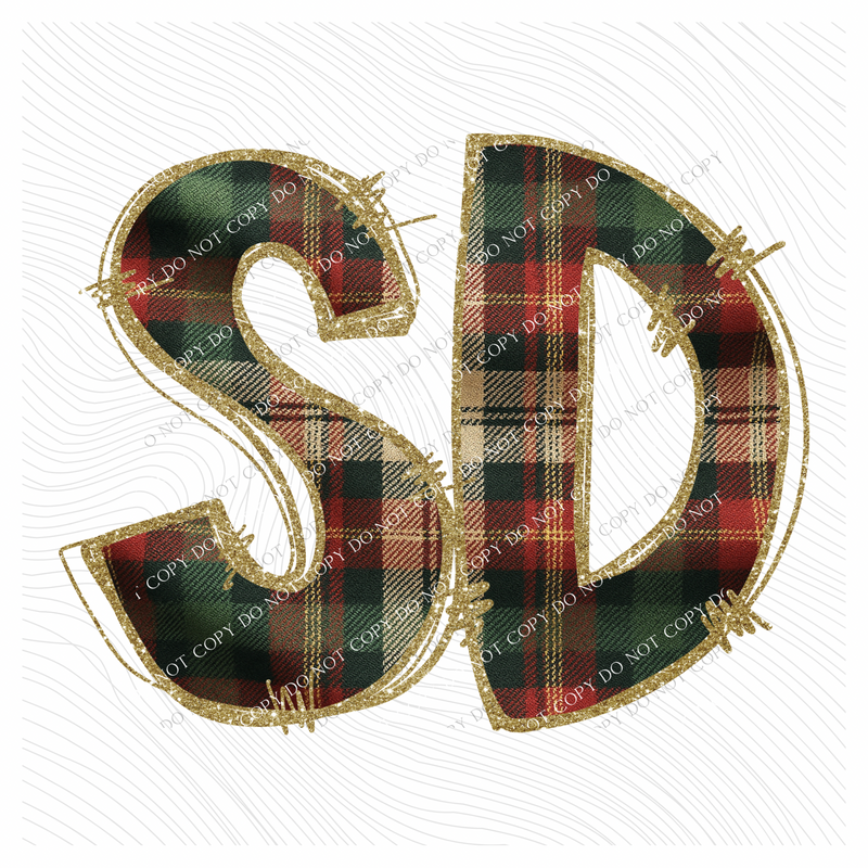South Dakota Glitter & Plaid Digital Download, PNG