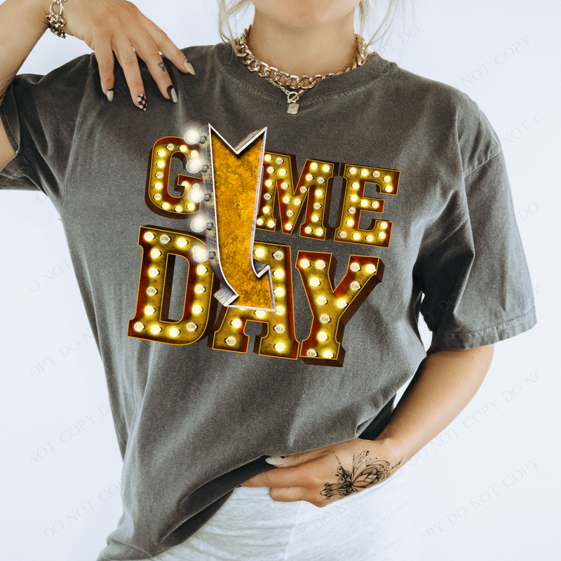 Game Day Gold Marquee Design PNG, Digital Download