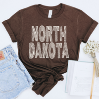 North Dakota Scribble in Cream White Digital Design, PNG