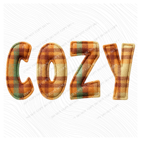 Cozy Fall Plaid 3D Faux Fabric Patch Digital Design, PNG