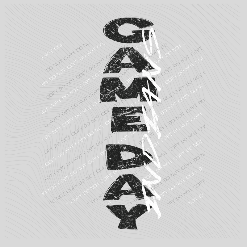Game Day Indians Vertical Distressed in Black & White Digital Design, PNG