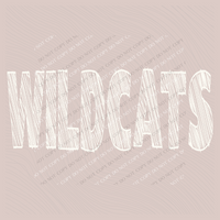 Wildcats Scribble in Cream White Digital Design, PNG