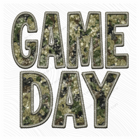 Game Day Faux Embroidery Sequin in Camo Digital Design, PNG