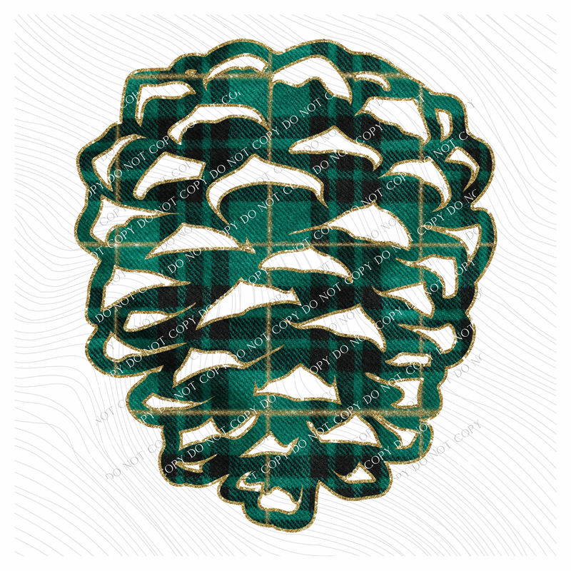 Pinecone Green Plaid & Glitter Digital Download, PNG