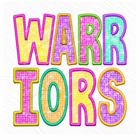 Warriors Faux Embroidery Diamond in Multi Neons Digital Design, PNG