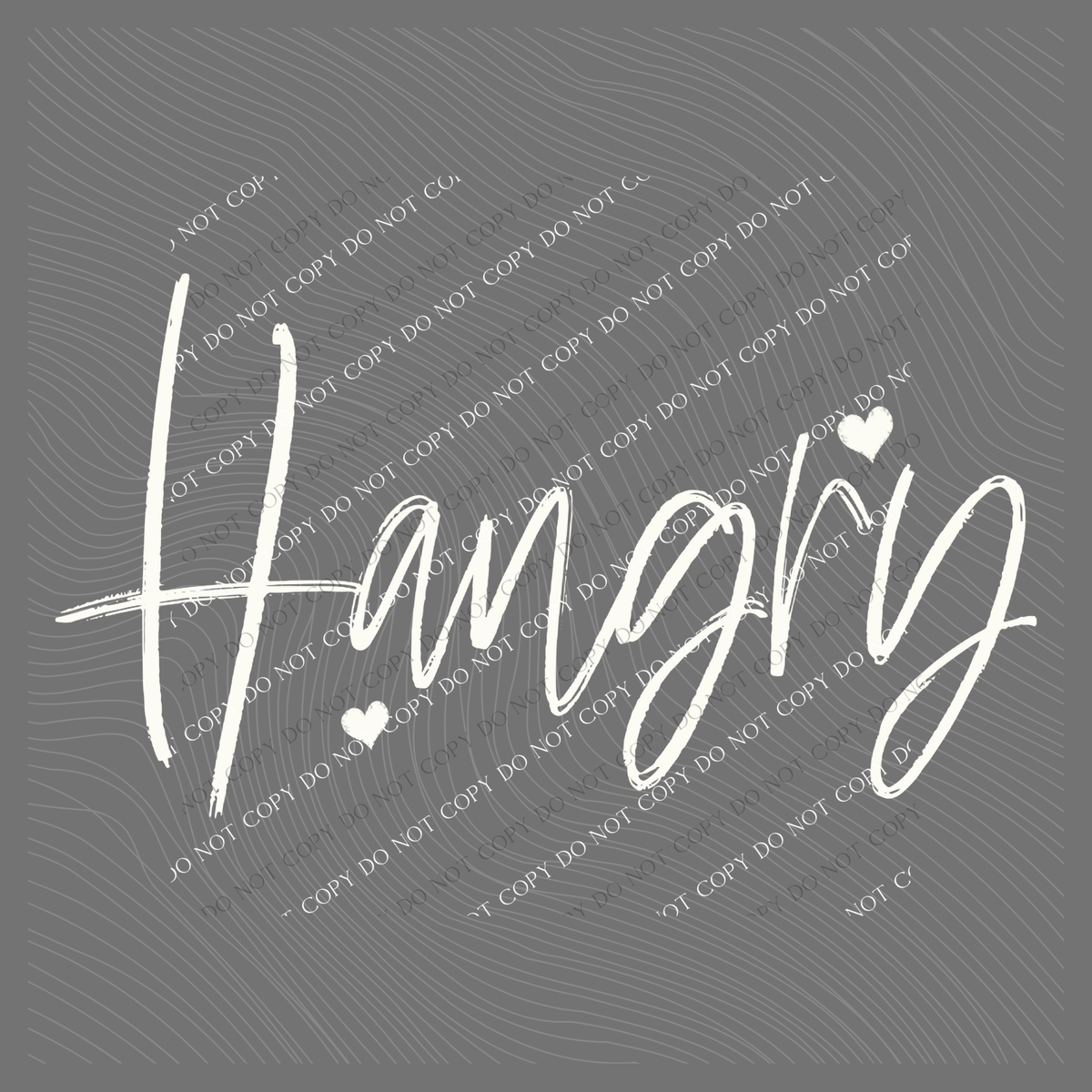Hangry Sketched Script Hearts in Off-white Digital Design, PNG