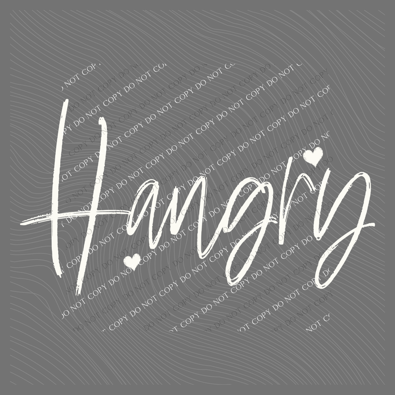 Hangry Sketched Script Hearts in Off-white Digital Design, PNG