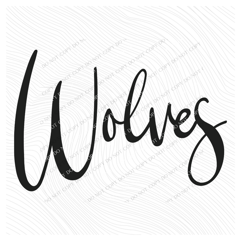 Wolves Script in Black Digital Download, PNG