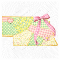 Nebraska Spring Tones Quilted Faux State Patch with Bow Digital Design, PNG