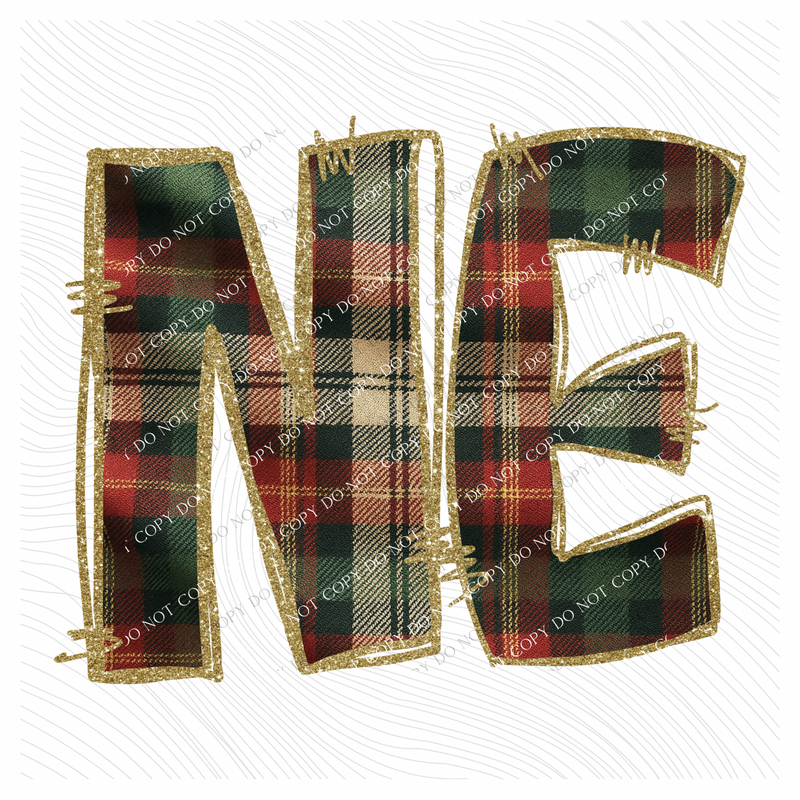 Nebraska Glitter & Plaid Digital Download, PNG