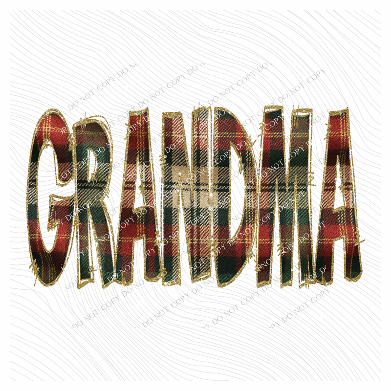 Grandma Glitter & Plaid Digital Download, PNG