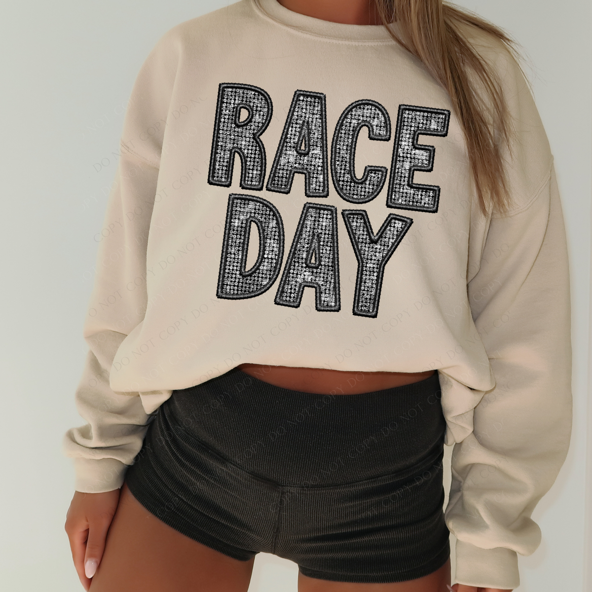 Race Day Faux Embroidery Diamonds Bling in Black Digital Design, PNG