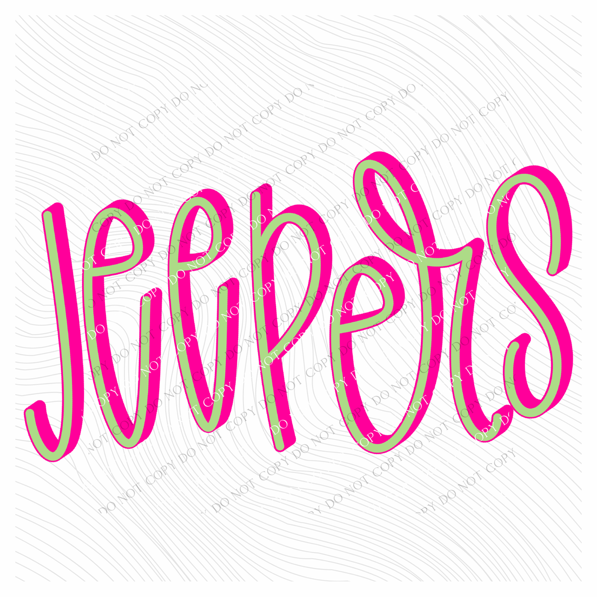 Jeepers 3D Sassy Script Bright Pink & Green Digital Design, PNG