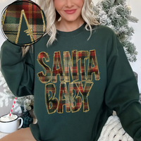 Santa Baby Glitter & Plaid Digital Download, PNG