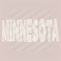 Minnesota Scribble in Cream White Digital Design, PNG