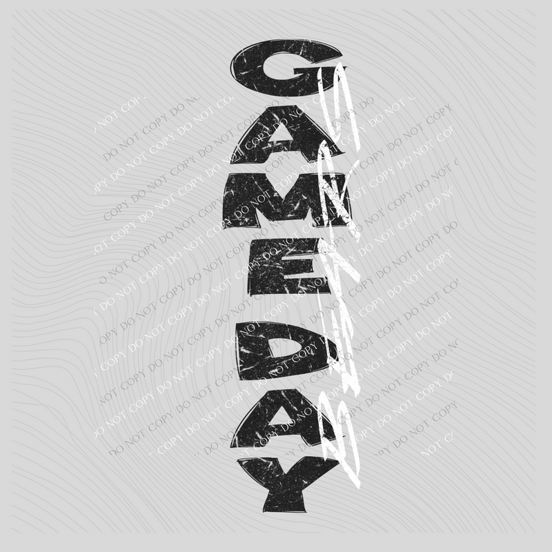 Game Day Bears Vertical Distressed in Black & White Digital Design, PNG