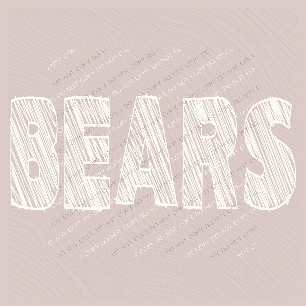 Bears Scribble in Cream White Digital Design, PNG