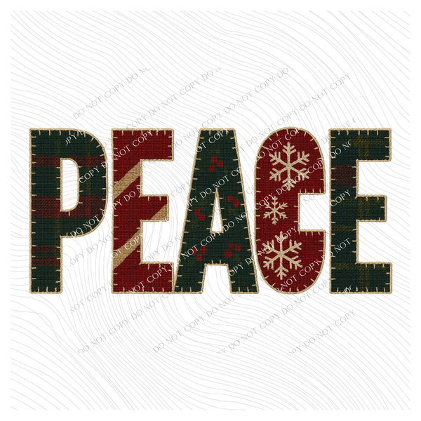Peace Tartan Plaid Patterns Faux Patch Digital Download, PNG