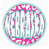 Nebraska Groovy Leopard Shadow & Non Shadow (both included) Cutout in Pink & Teal Digital Design, PNG