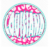Louisiana Groovy Leopard Shadow & Non Shadow (both included) Cutout in Pink & Teal Digital Design, PNG