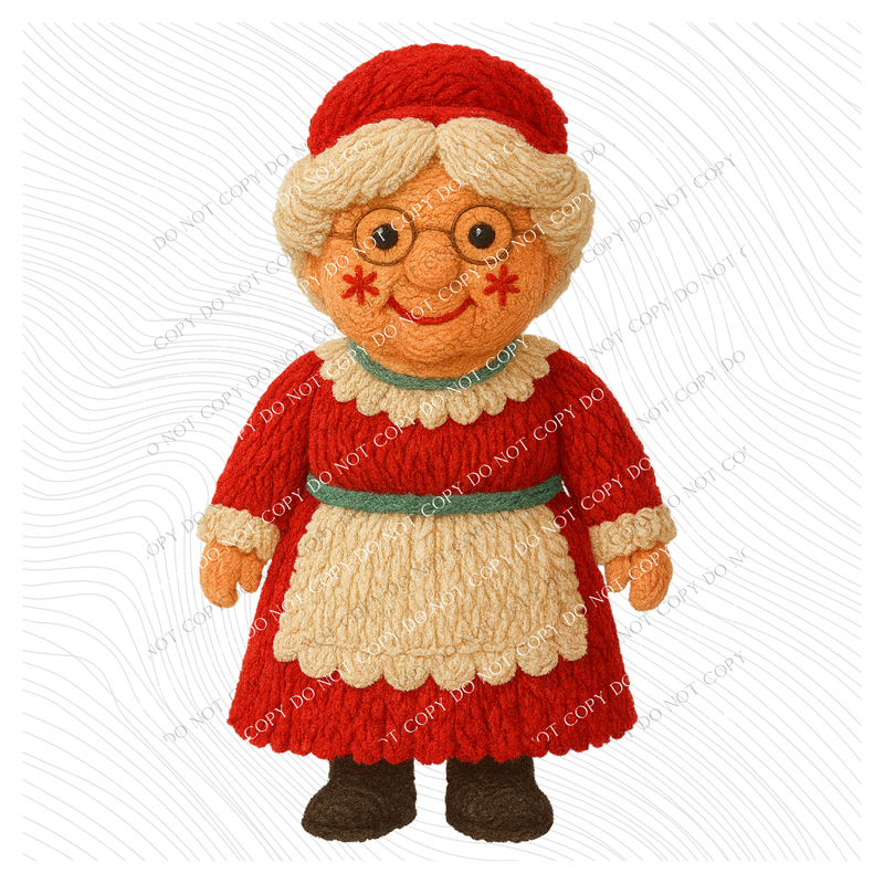 Ms. Claus in 3D Yarn Style Digital Download, PNG