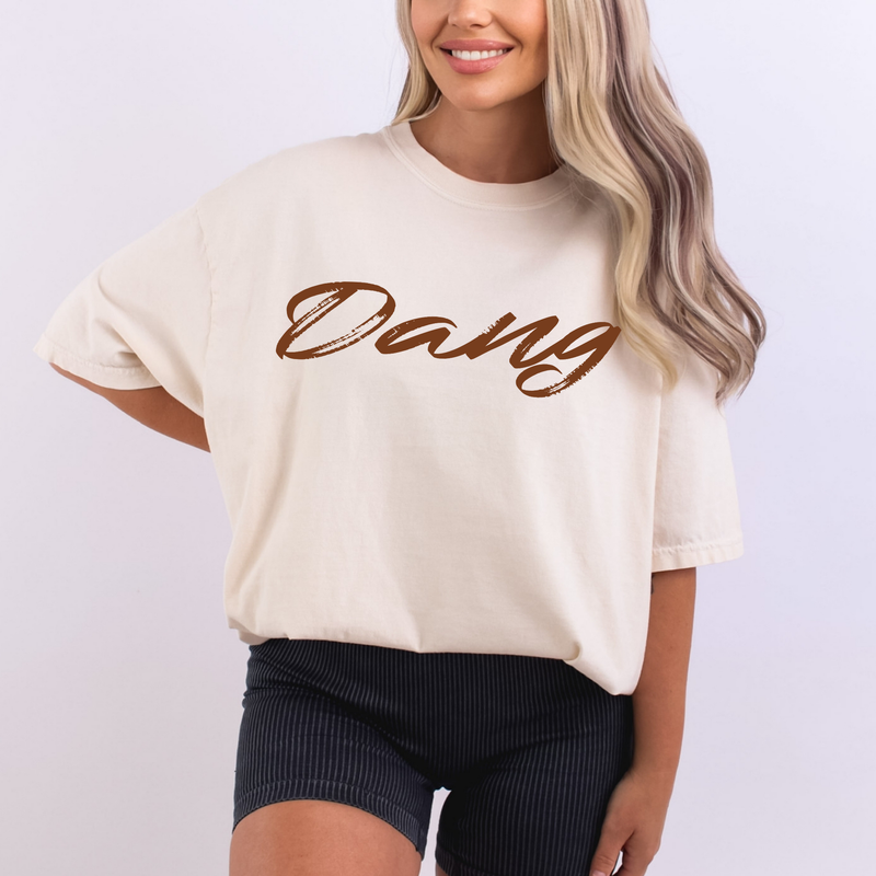 Dang Western Script in Brown Digital Design, PNG