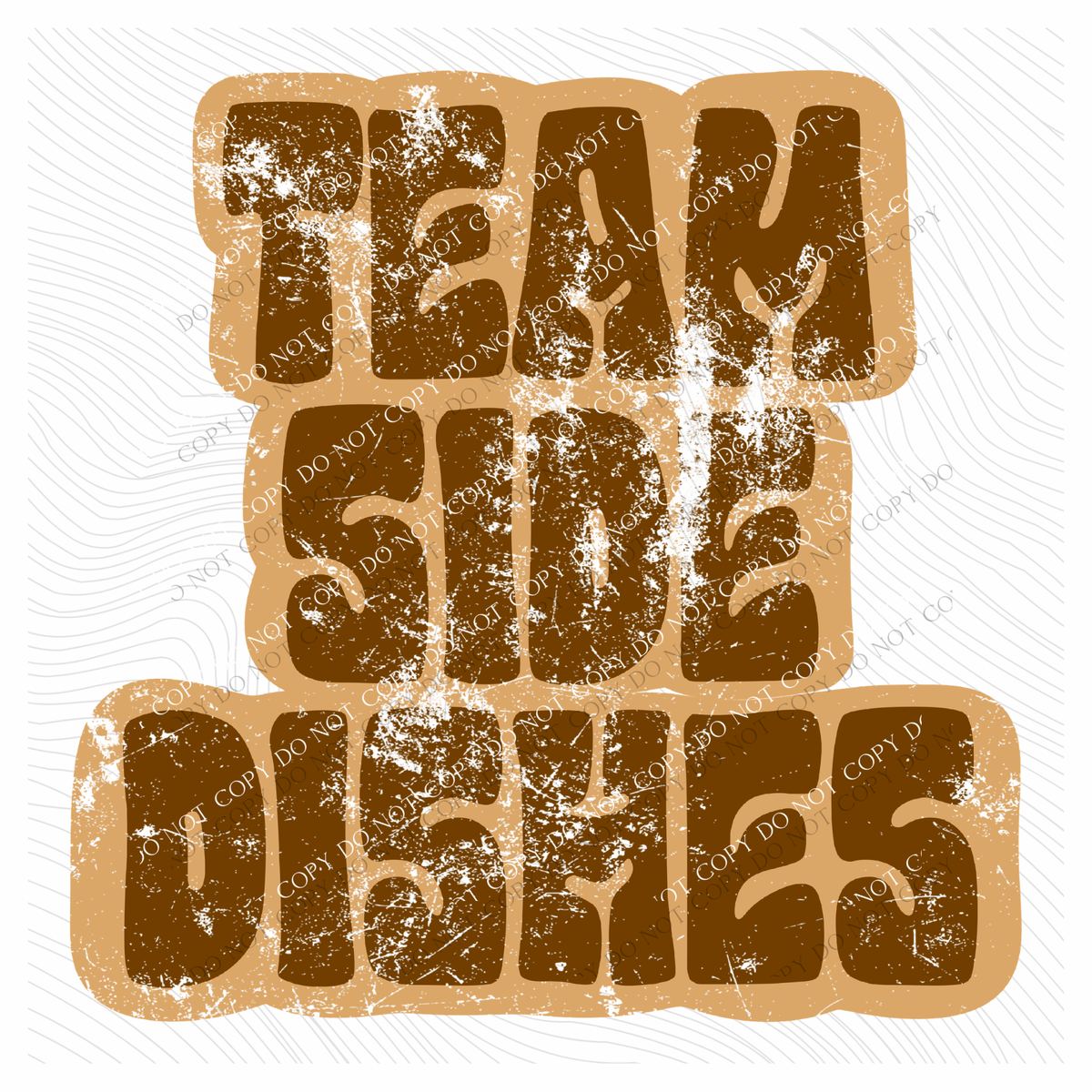 Team Side Dishes Retro Shadow Brown Distressed Digital Design, PNG