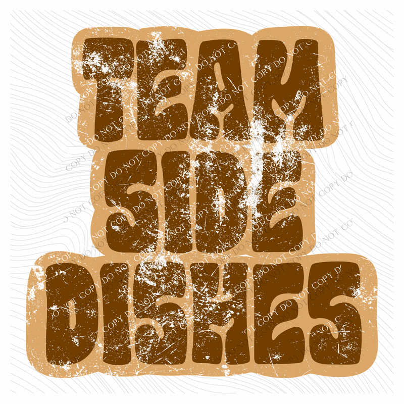 Team Side Dishes Retro Shadow Brown Distressed Digital Design, PNG