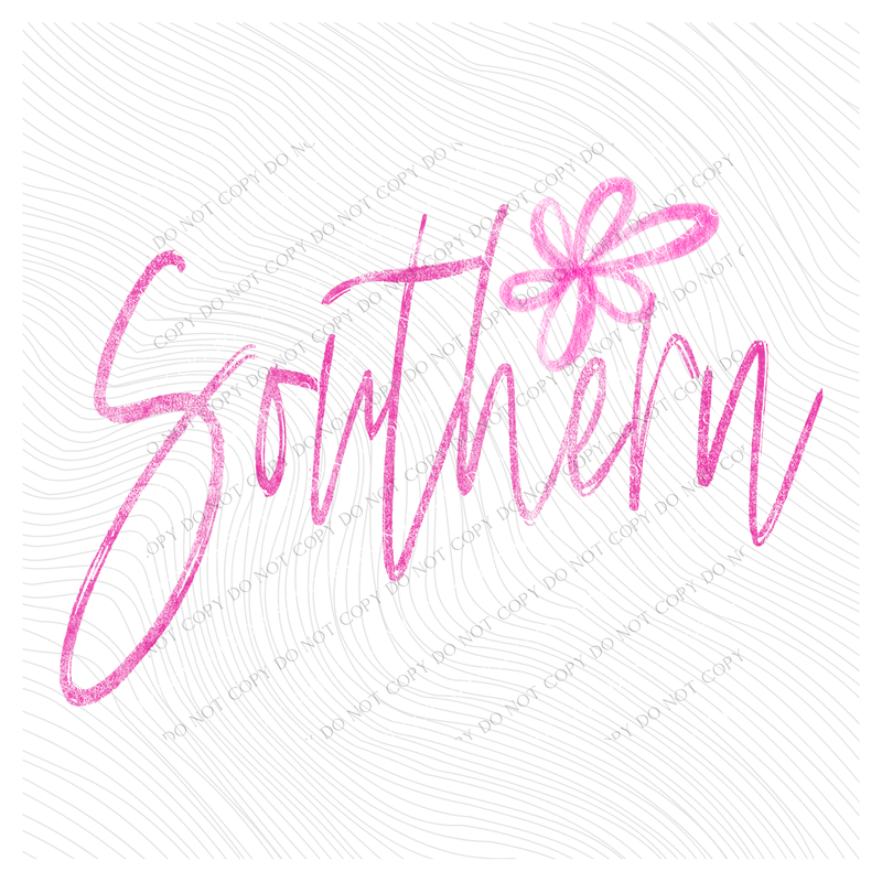 Southern Flower Chalk Script Digital Design, PNG
