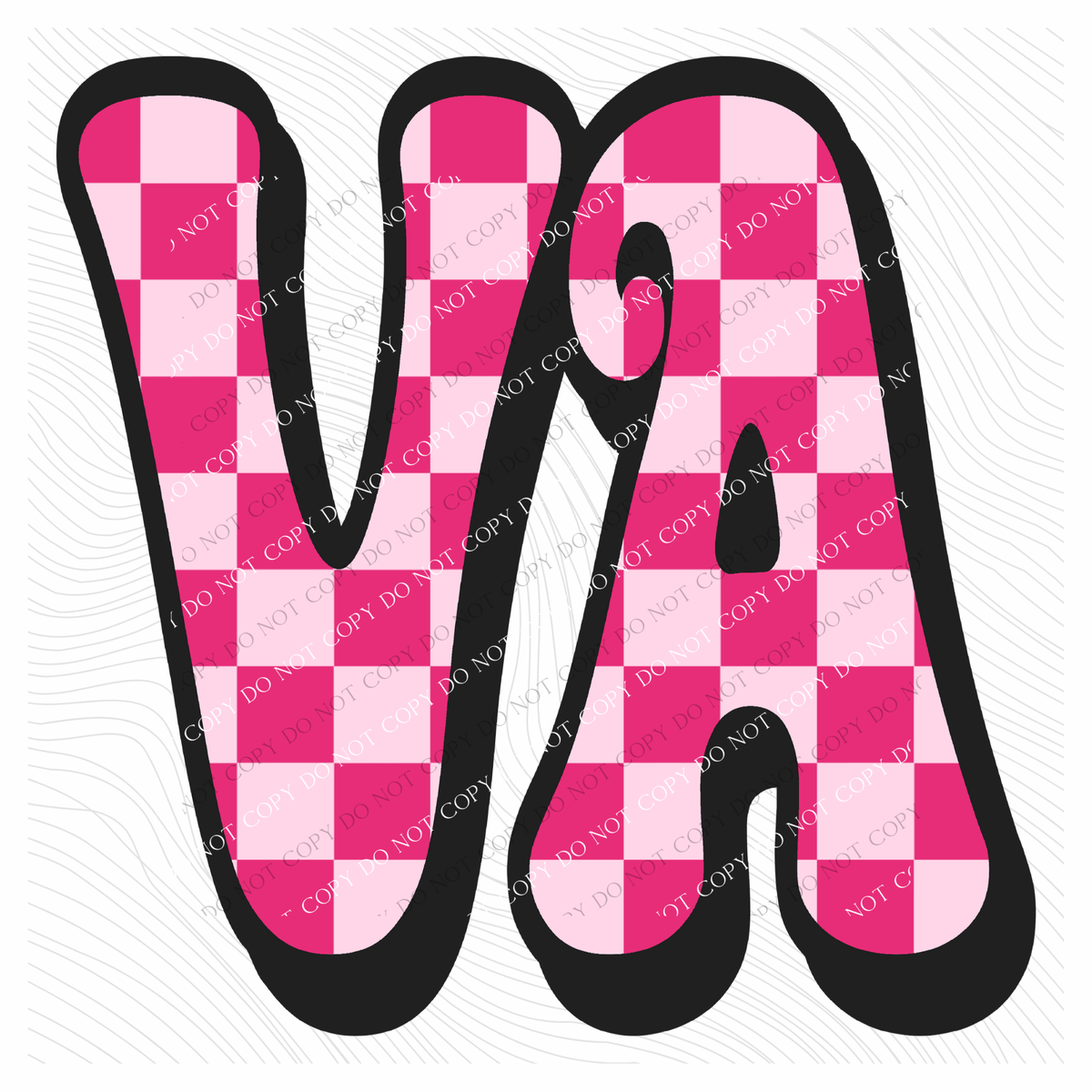 VA Virginia Retro Checkers in Pinks Digital Design, PNG