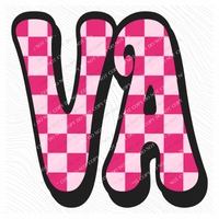 VA Virginia Retro Checkers in Pinks Digital Design, PNG