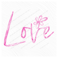Love Flower Chalk Script Digital Design, PNG