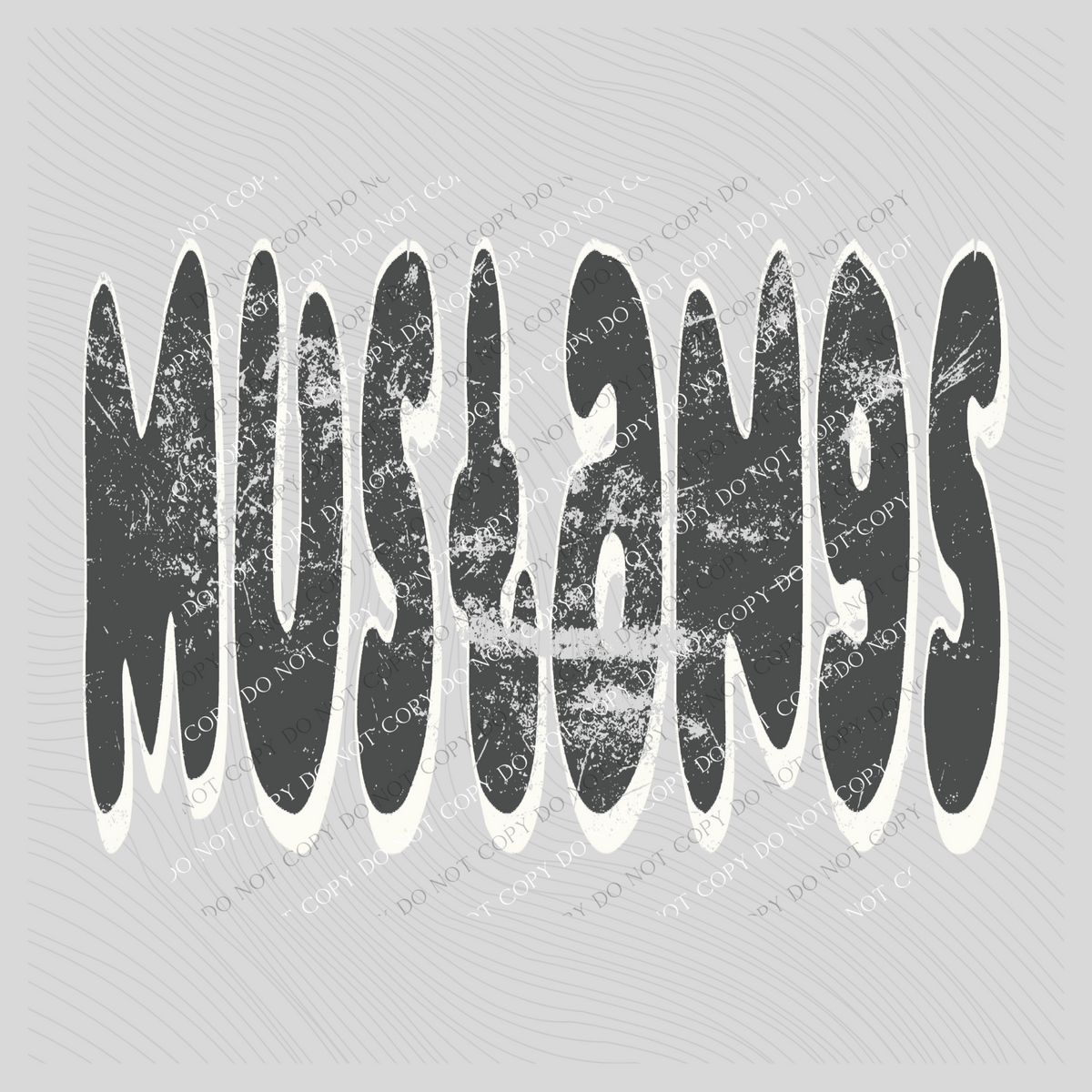 Mustangs Retro Distressed in Charcoal & White Digital Design, PNG