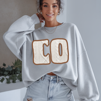 Colorado CO Sweater Patch in Cream & Brown Digital Design, PNG