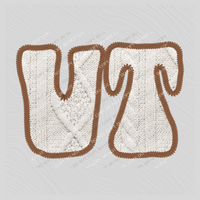Vermont VT Sweater Patch in Cream & Brown Digital Design, PNG